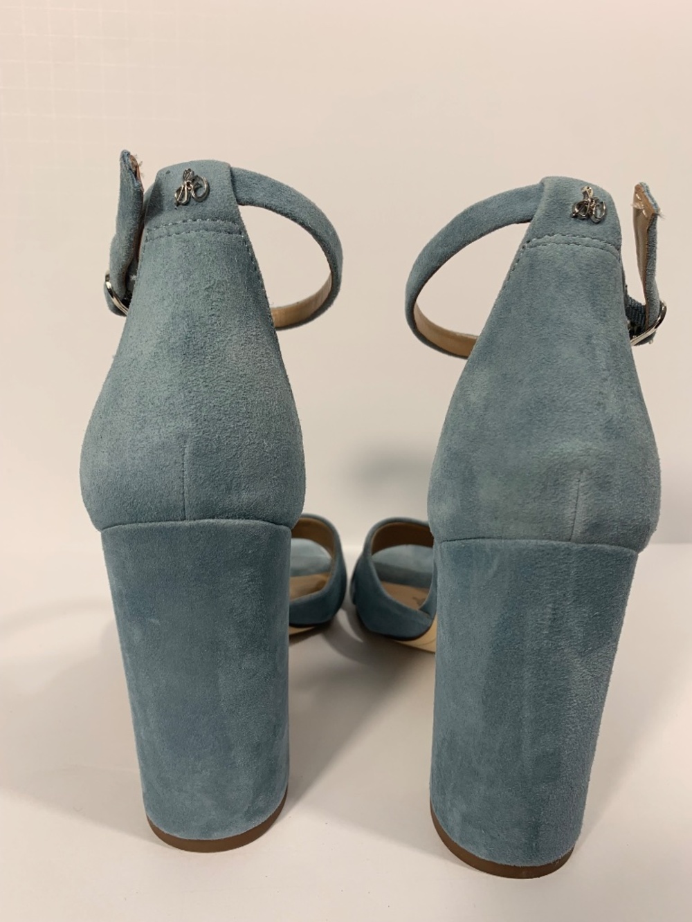 Sam Edelman Signature Collection Yenna Suede Heels Seafoam Blue Size 9 - Picture 3 of 11